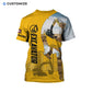Personalized excavator operator t-shirt featuring yellow excavator collage all-over print, back view