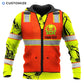 Personalized excavator operator hoodie featuring orange vest print excavator sleeves all-over print