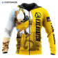 Personalized excavator operator zip hoodie featuring yellow excavator collage all-over print, zip-front design