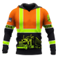 Personalized trucker hoodie featuring orange black stripe semi truck all-over print