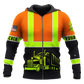 Personalized trucker zip hoodie featuring orange black stripe semi truck all-over print, zip-front design