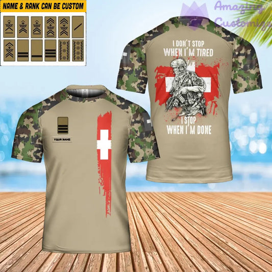 Personalized Swiss Solider/ Veteran Camo With Name And Rank T-shirt 3D Printed - 17065728
