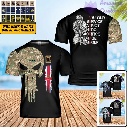 Personalized UK Soldier/ Veteran Camo With Name And Rank T-Shirt 3D Printed - 3001240002