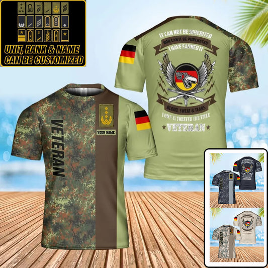 Personalized Germany Soldier/ Veteran Camo With Name And Rank T-Shirt 3D Printed - 0102240001