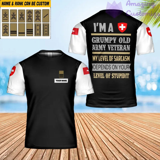 Personalized Swiss Solider/ Veteran Camo With Name And Rank T-shirt 3D Printed - 1706486401