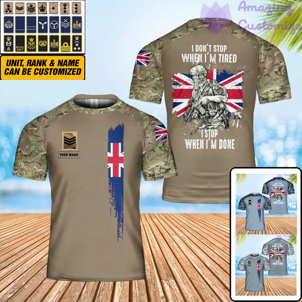 Personalized UK Solider/ Veteran Camo With Name And Rank T-Shirt 3D Printed - 3001240003