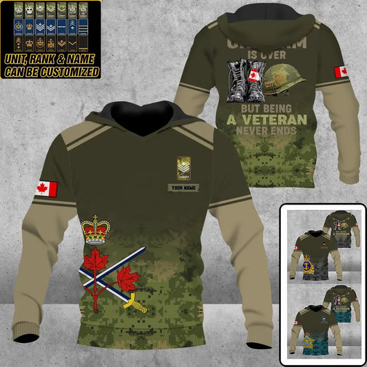 Personalized Canada Soldier/ Veteran Camo With Name And Rank Hoodie 3D Printed - 1508230001