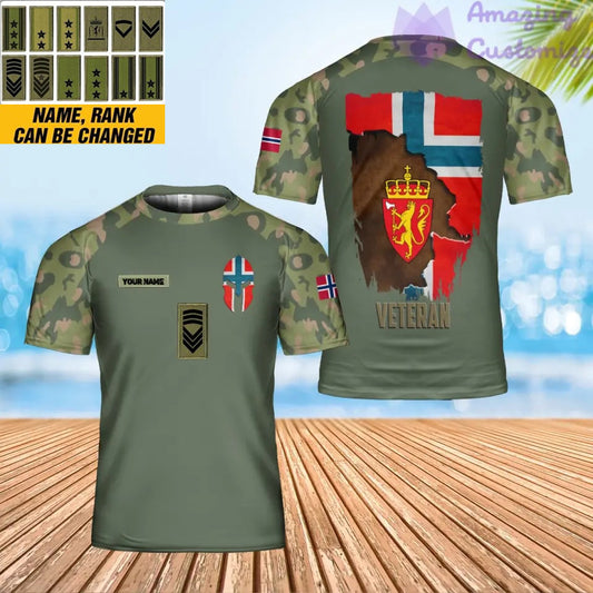 Personalized Norway Solider/ Veteran Camo With Name And Rank T-shirt 3D Printed - 1705968001
