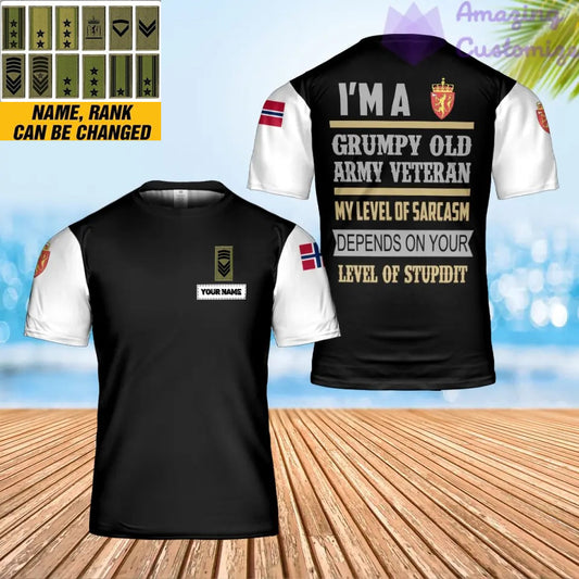 Personalized Norway Solider/ Veteran Camo With Name And Rank T-shirt 3D Printed - 17058816