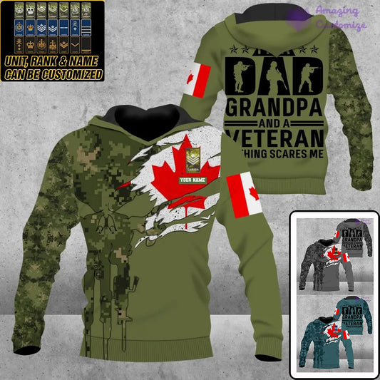 Personalized Canada Soldier/ Veteran Camo With Name And Rank Hoodie 3D Printed - 2207230001