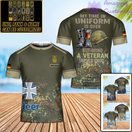 Personalized Germany Soldier/ Veteran Camo With Name And Rank T-Shirt 3D Printed - 0102240003