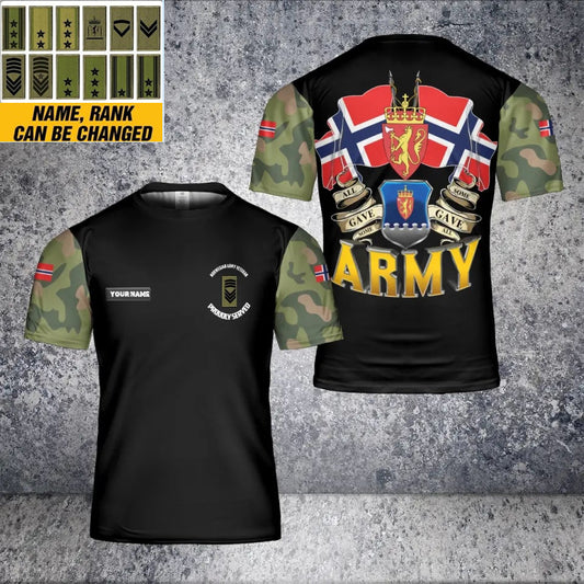 Personalized Norway Solider/ Veteran Camo With Name And Rank T-Shirt 3D Printed - 2201240002