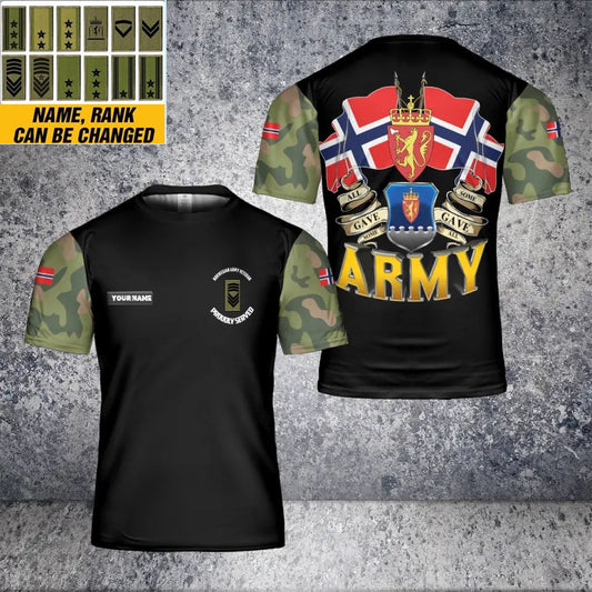 Personalized Norway Solider/ Veteran Camo With Name And Rank T-Shirt 3D Printed - 1705881601