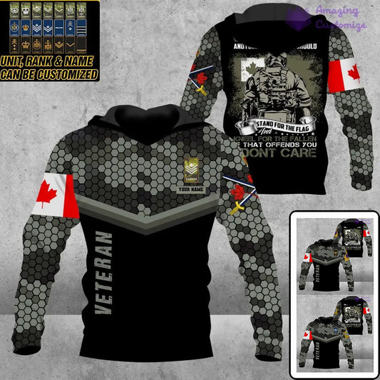 Personalized Canada Soldier/ Veteran Camo With Name And Rank Hoodie 3D Printed - 1907230001