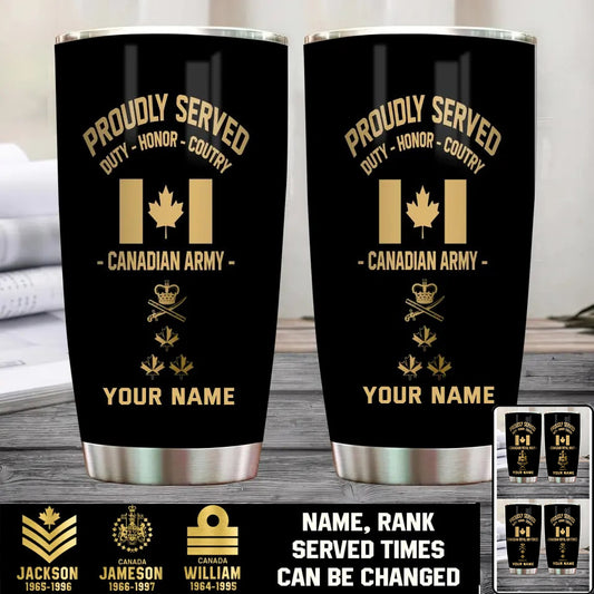 Personalized Canadian Veteran/ Soldier With Rank And Name Camo Tumbler All Over Printed 0502240022