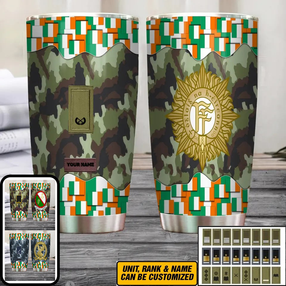 Personalized Irish Veteran/Soldier With Rank And Name Camo Tumbler All Over Printed - 1682812803