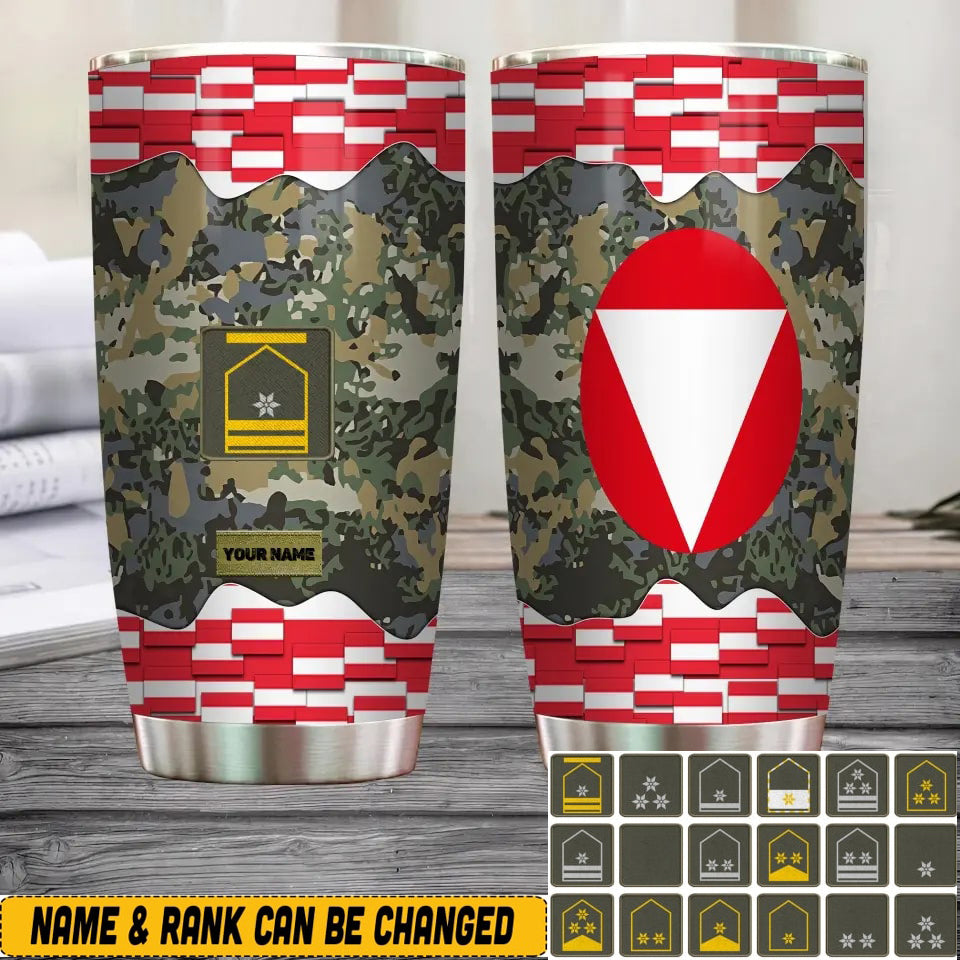 Personalized Austrian Veteran/Soldier With Rank And Name Camo Tumbler All Over Printed - 3004230004