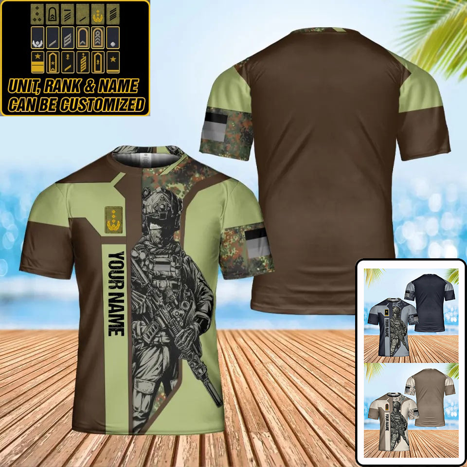 Personalized Germany Soldier/ Veteran Camo With Name And Rank T-shirt 3D Printed - 17070048