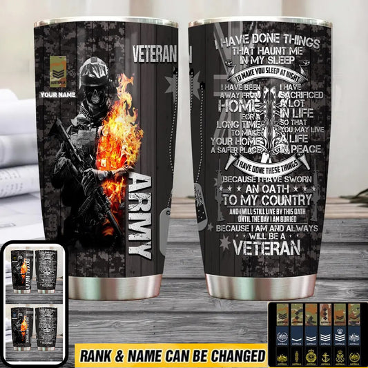 Personalized Australian Veteran/ Soldier With Rank And Name Camo Tumbler All Over Printed 1804230006