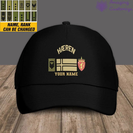 Personalized Rank And Name Norway Soldier/Veterans Camo Baseball Cap Gold Version - 1407230001