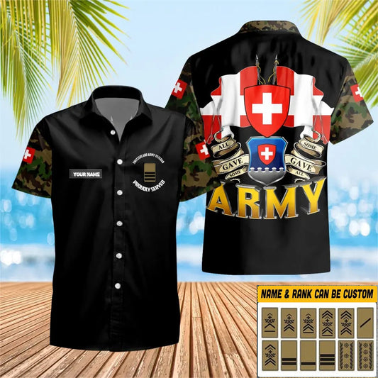 Personalized Swiss Solider/ Veteran Camo With Name And Rank Hawaii Shirt 3D Printed - 2803230001