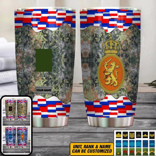 Personalized Netherlandish Veteran/Soldier With Rank And Name Camo Tumbler All Over Printed - 3004230004