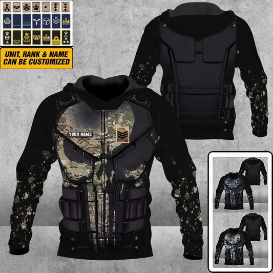 Personalized UK Soldier/ Veteran Camo With Name And Rank Hoodie 3D Printed - 17013888