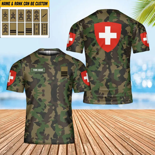 Personalized Swiss Soldier/ Veteran Camo With Name And Rank T-shirt 3D Printed - 0402240001