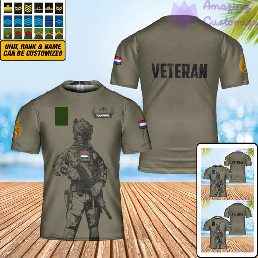 T-shirt personnalisé avec camouflage soldat/vétéran néerlandais avec nom et grade imprimé en 3D - 0502240002