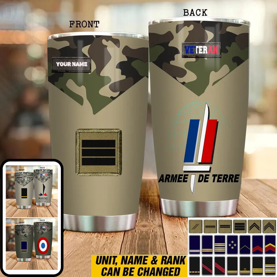 Personalized France Veteran/ Soldier With Rank And Name Camo Tumbler All Over Printed - 0206230001 - D04