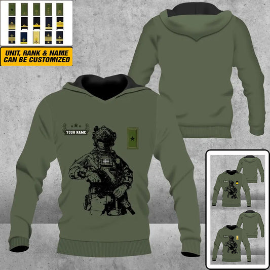 Personalized Sweden Soldier/ Veteran Camo With Name And Rank Hoodie 3D Printed -2709230001