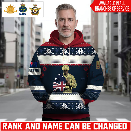 Personalized Australia Soldier/Veteran Camo with Name and Rank Hoodie Sweater All Over Printed - 1762819202