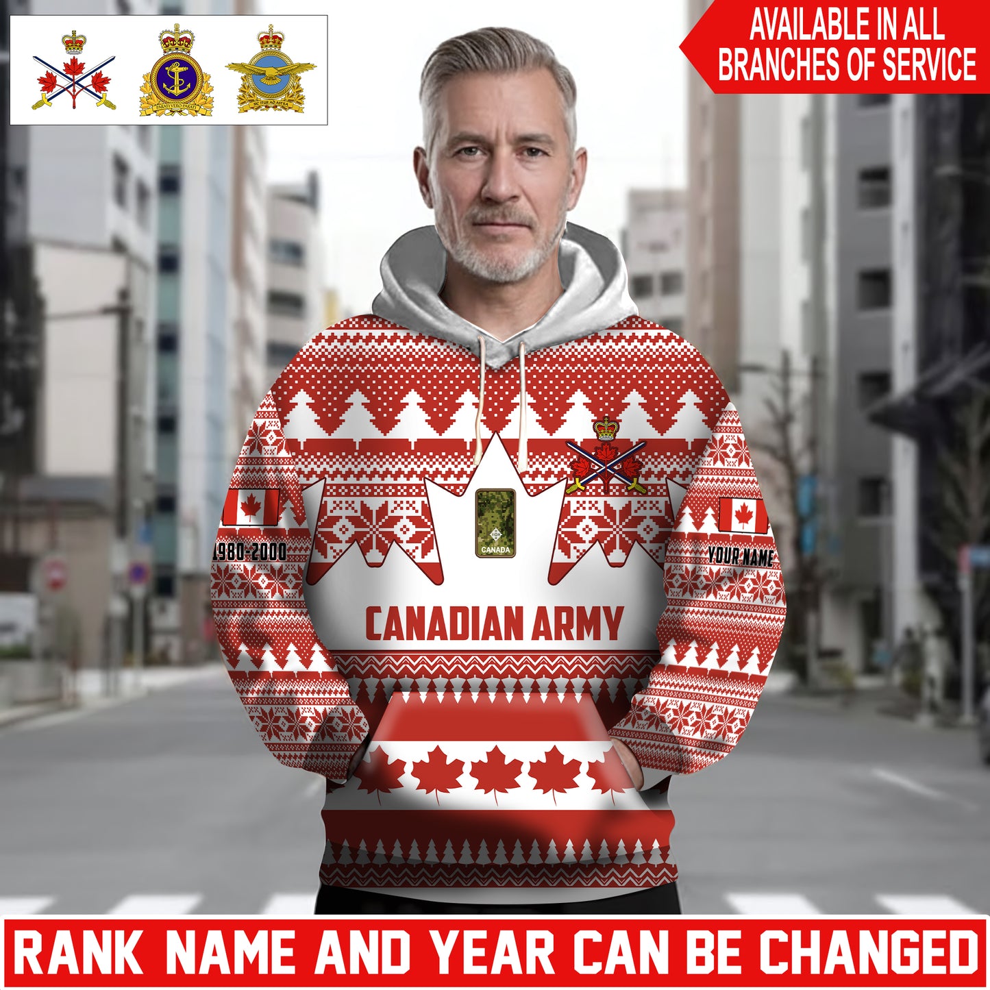 Personalized Canada Soldier/Veteran Camo with Name, Year and Rank Hoodie Sweater All Over Printed - 1762646401