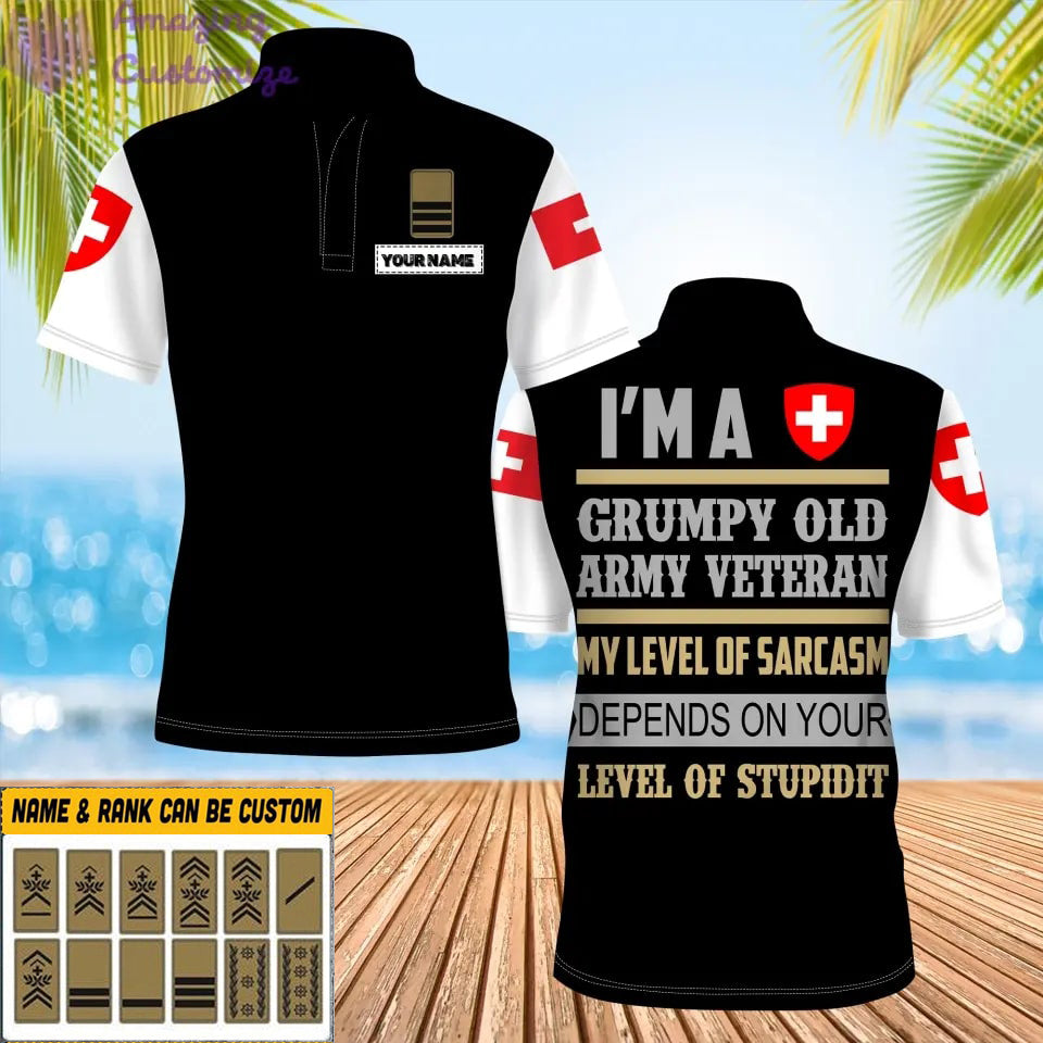 Personalized Swiss Soldier/ Veteran Camo With Name And Rank POLO 3D Printed - 16856640