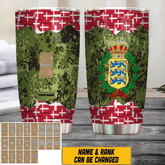 Personalized Danish Veteran/Soldier With Rank And Name Camo Tumbler All Over Printed - 1681776003