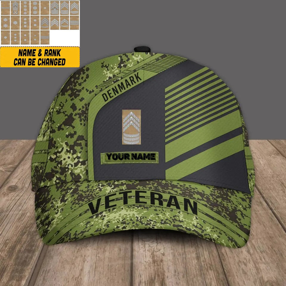 Casquette de baseball personnalisée avec nom et grade pour soldat/vétéran du Danemark - 17083872