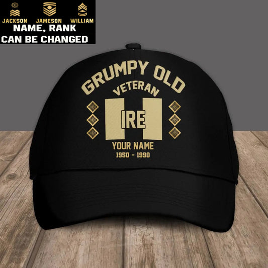 Personalized Rank And Name Ireland Soldier/Veterans Camo Baseball Cap Grumpy Veteran - 16945632
