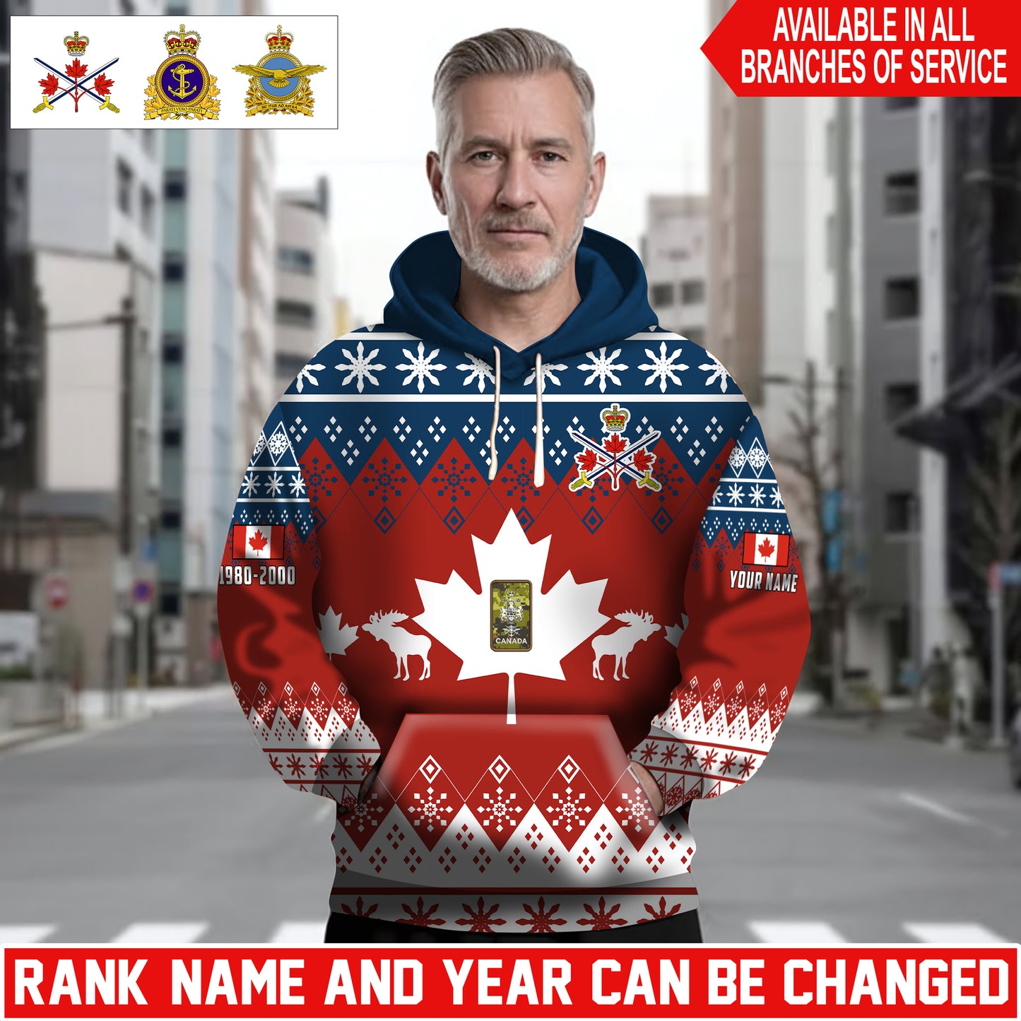 Personalized Canada Soldier/Veteran Camo with Name, Year and Rank Hoodie Sweater All Over Printed - 1762646402
