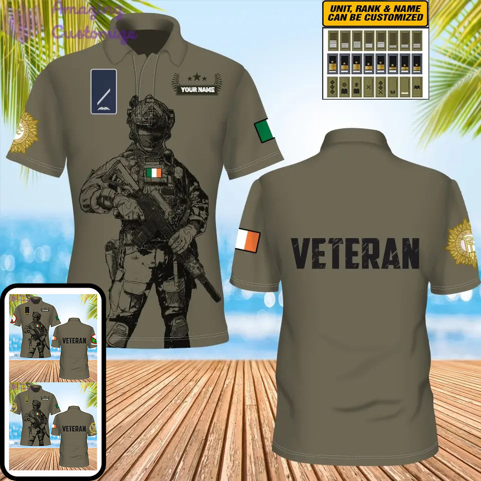 Personalized Ireland Soldier/ Veteran Camo With Name And Rank POLO 3D Printed- 1306230002