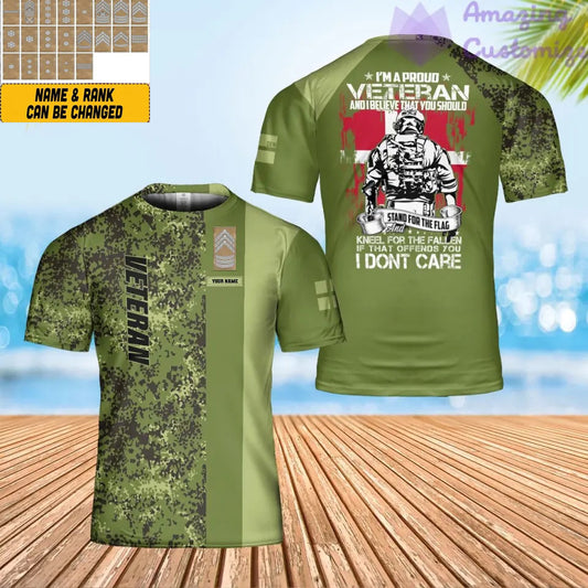 Personalized Denmark Soldier/ Veteran Camo With Name And Rank T-shirt 3D Printed - 0302240001
