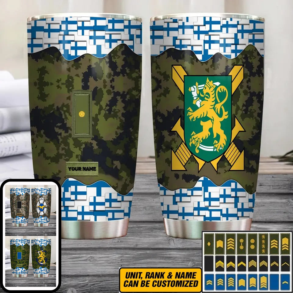 Personalized Finnish Veteran/Soldier With Rank And Name Camo Tumbler All Over Printed - 1682812803