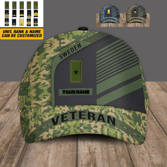 Personalized Rank And Name Sweden Soldier/Veterans Camo Baseball Cap - 2002240001