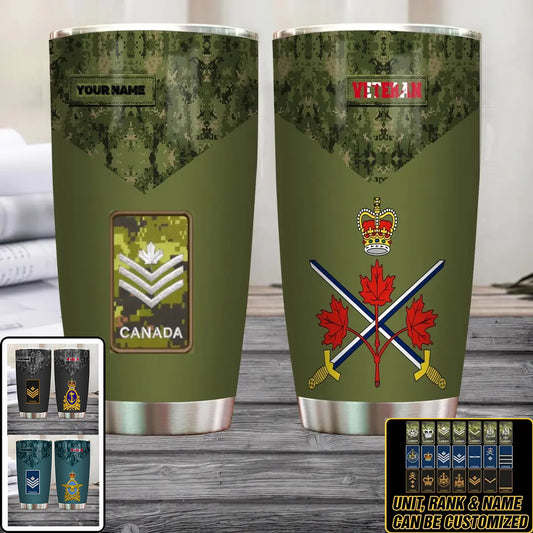 Personalized Canadian Veteran/ Soldier With Rank And Name Camo Tumbler All Over Printed 0502240001