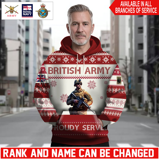 Personalized UK Soldier/Veteran Camo with Name and Rank Hoodie Sweater All Over Printed - 1762819203