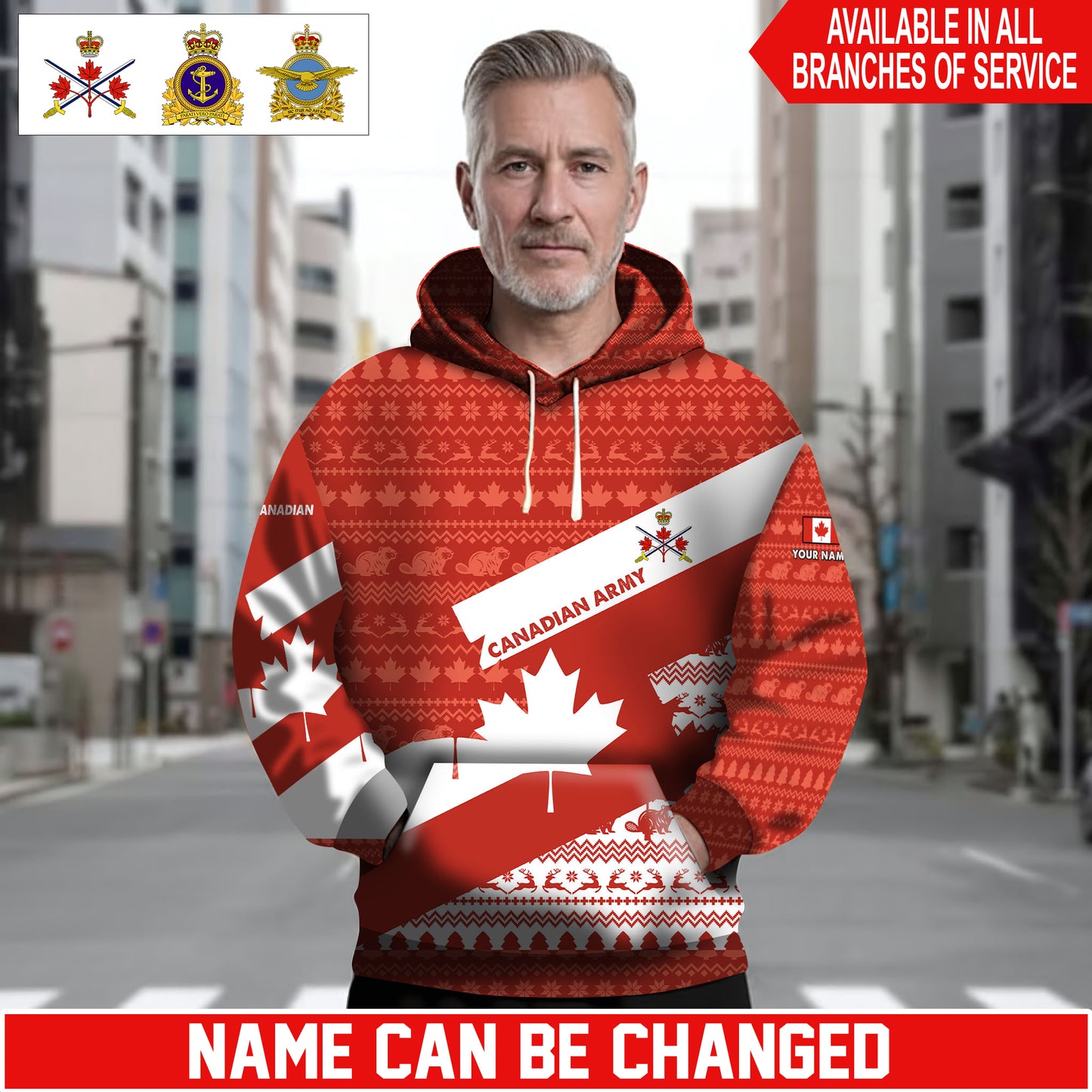 Personalized Canada Soldier/Veteran Camo with Name Hoodie Sweater All Over Printed - 1762905601