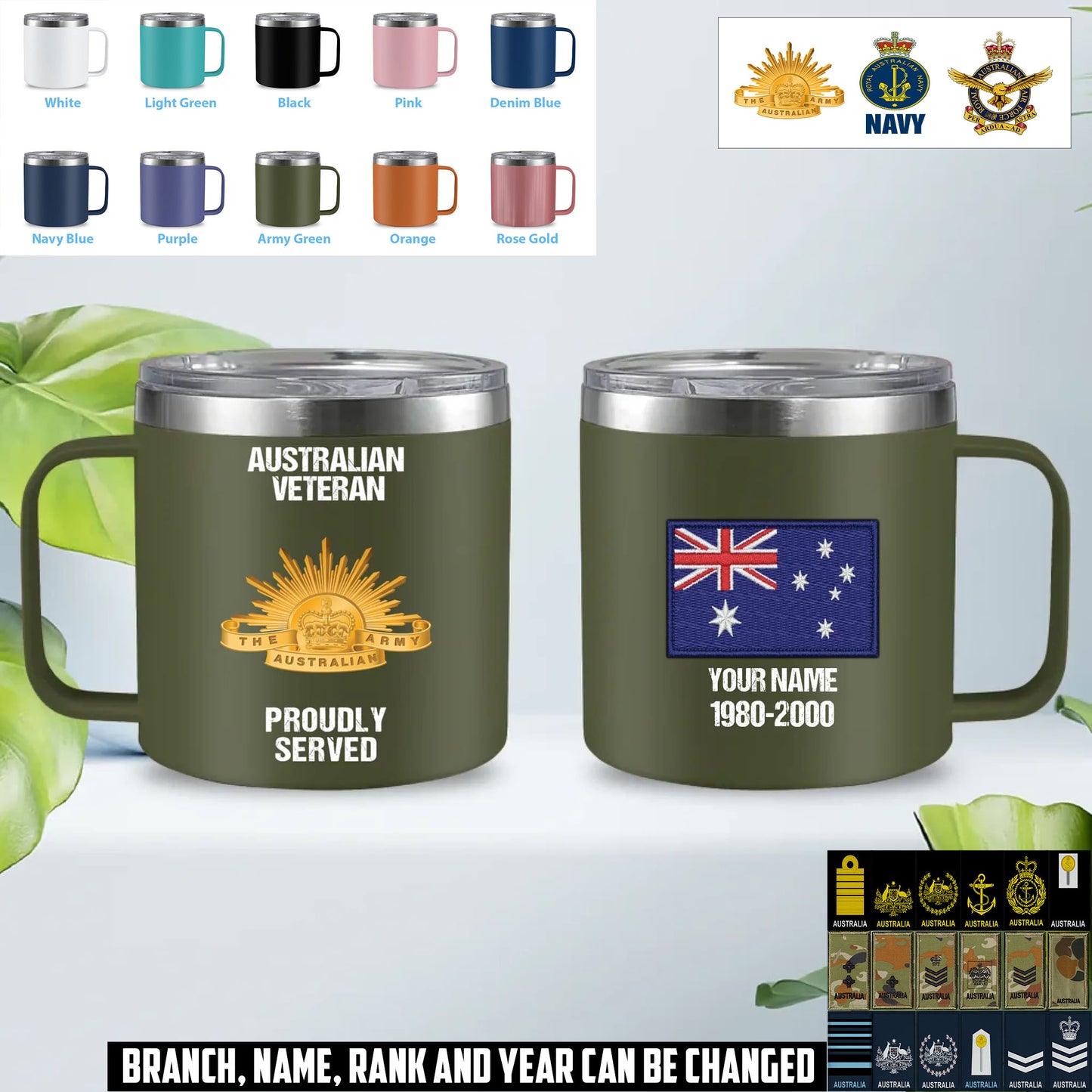 Personalized Australia Soldier/ Veteran With Name & Year Stainless Steel Coffee Mug Printed - 1761177604