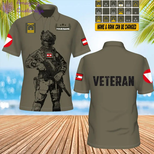 Personalized Austria Soldier/ Veteran Camo With Name And Rank POLO 3D Printed- 1306230002