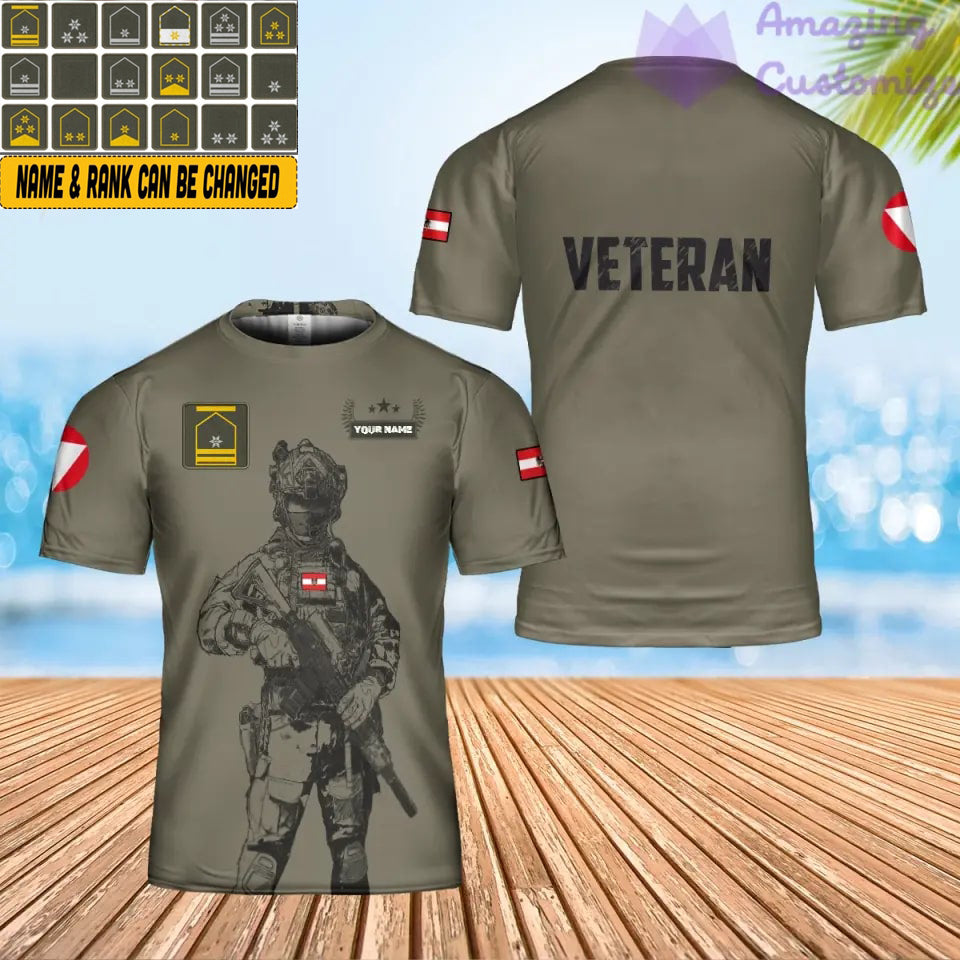 Personalized Austria Solider/ Veteran Camo With Name And Rank T-shirt 3D Printed - 1706745601