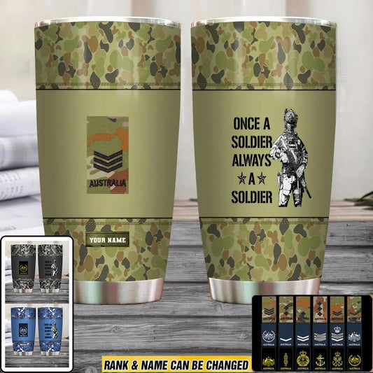 Personalized Australian Veteran/ Soldier With Rank And Name Camo Tumbler All Over Printed 0302240002