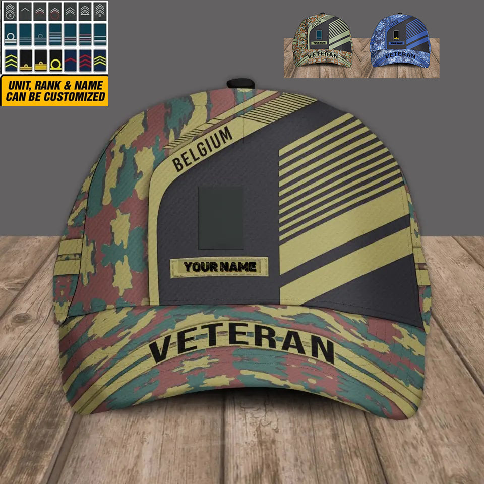 Casquette de baseball camouflage personnalisée avec rang et nom pour soldat/vétéran belge - 17083872